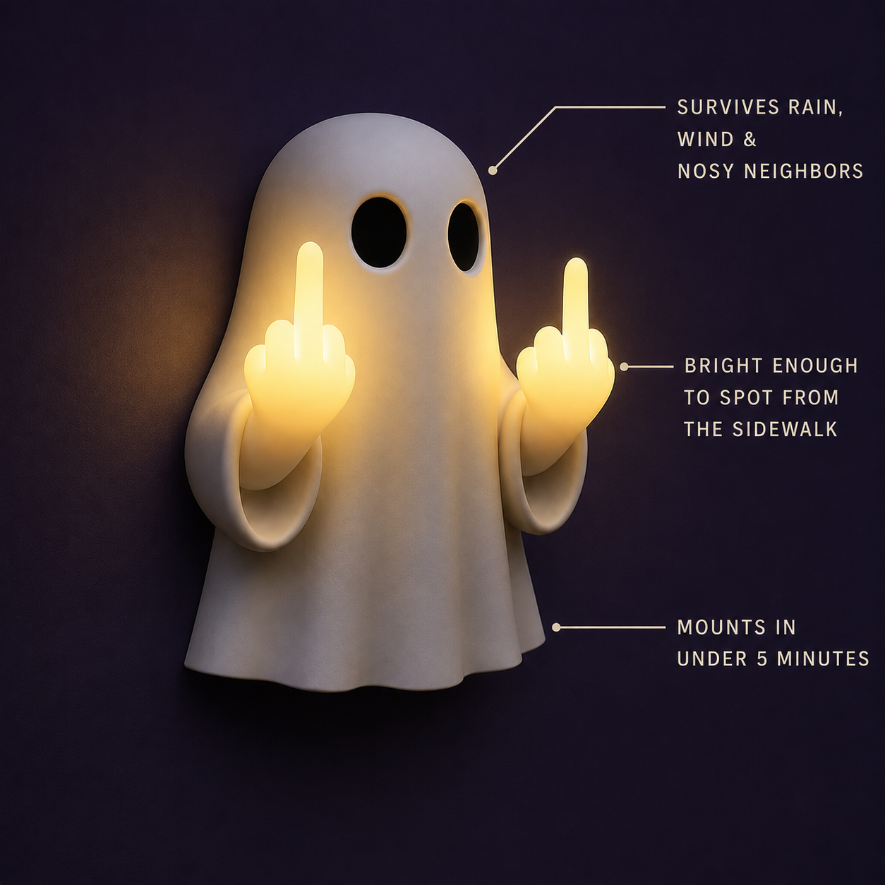 Halloween Ghost Middle Finger Glow Night Light